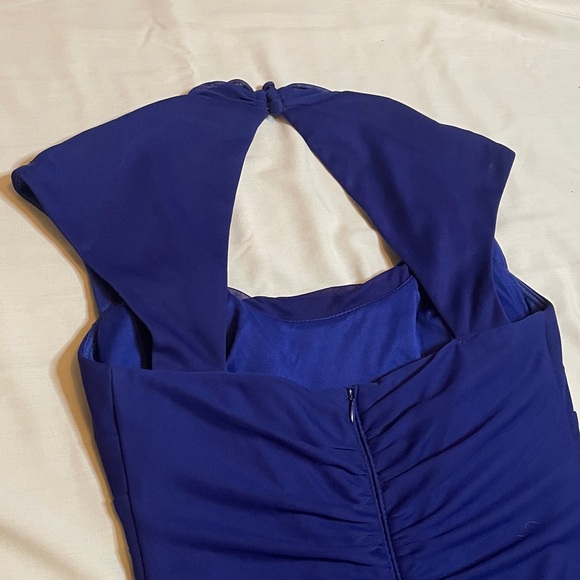 Xscape Royal Blue Asymmetrical Prom Gala Dress Gown - Picture 11 of 15